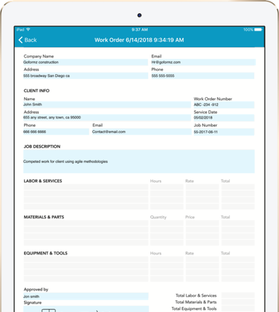 Capture approvals and automate project processing for your digital workorder