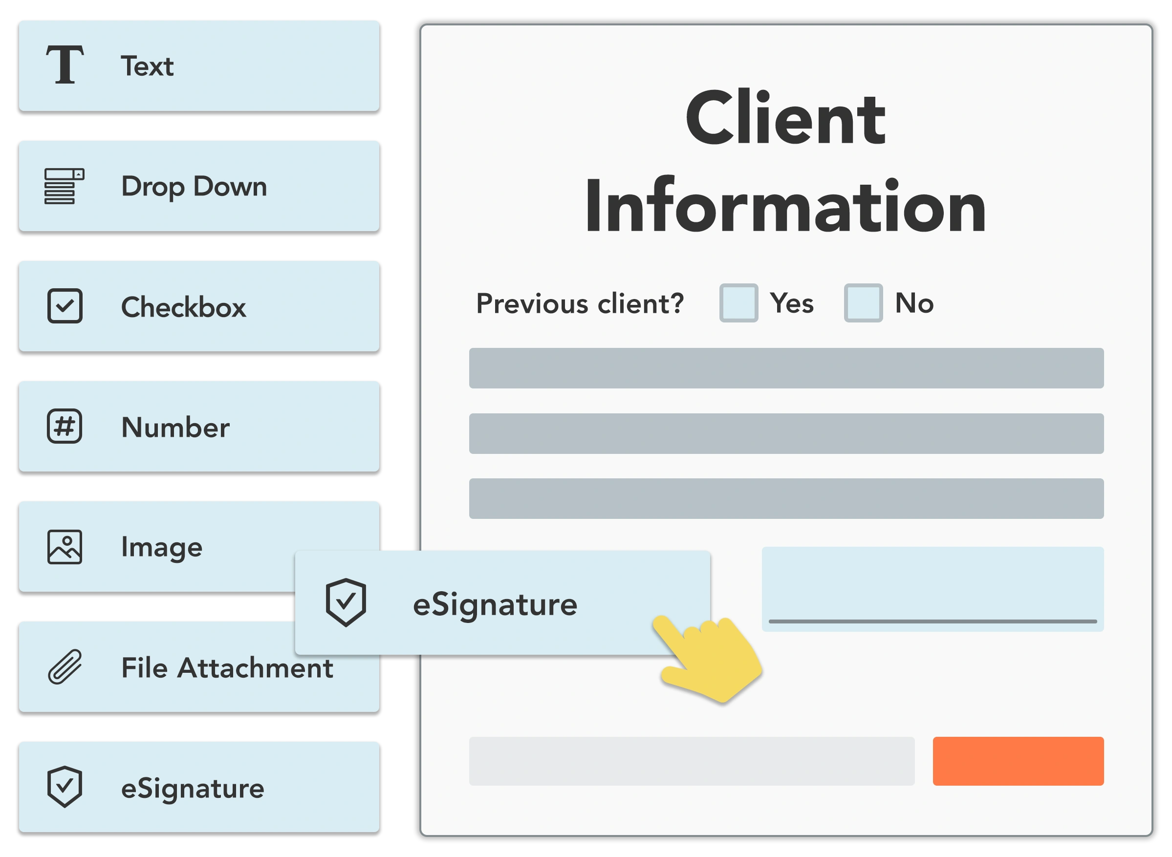 invoice signature image, a map field, and an electronic signature.